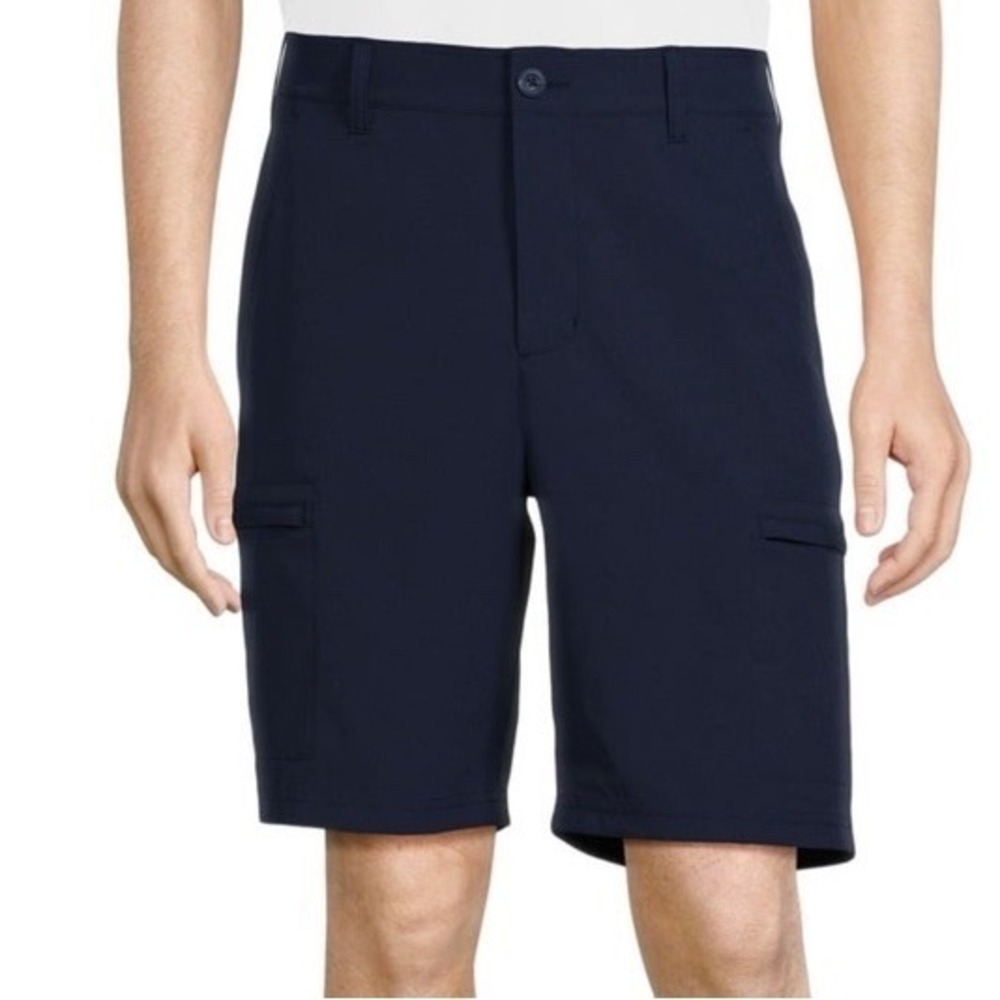 New Men's Birdie Bound Golf Shorts Size 36 Zip Cargo Pockets Naval Academy Blue